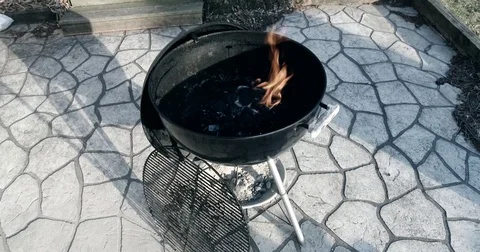 Fire Burning Out in Charcoal Grill Stock Footage 73718245