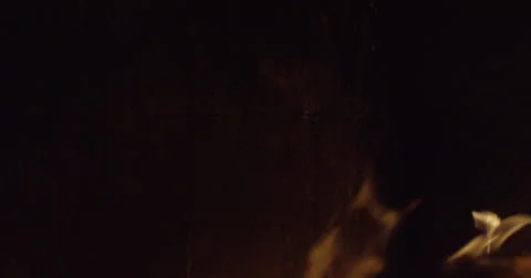 Fire burning out of focus bottom right Video stock 56918864