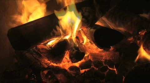 Fire Burning in Outdoor Pit Stock Footage 203756