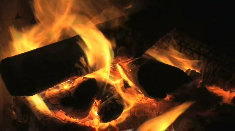 Fire Burning in Outdoor Pit Stock Footage 203758