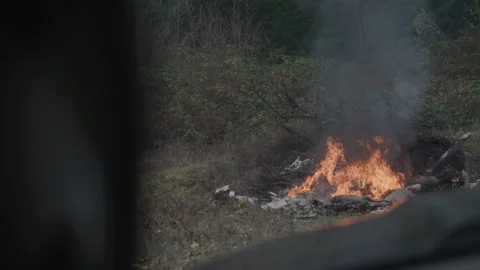 Fire Burning Outdoors Stock Footage 270394888