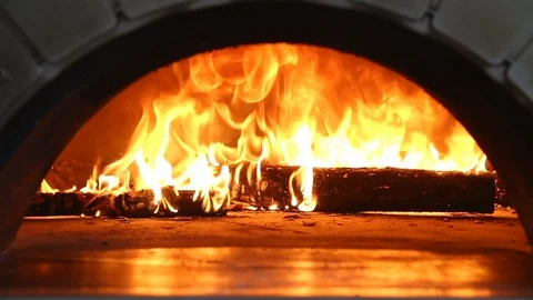 The fire is burning in the oven. fireplace. firewood is burning Stock Footage 129152753