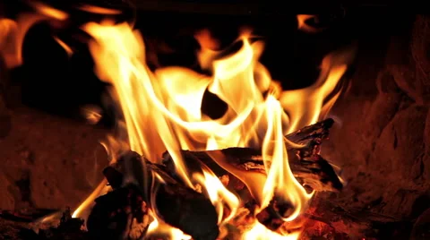 Fire is burning in the oven Stock Footage 50491227