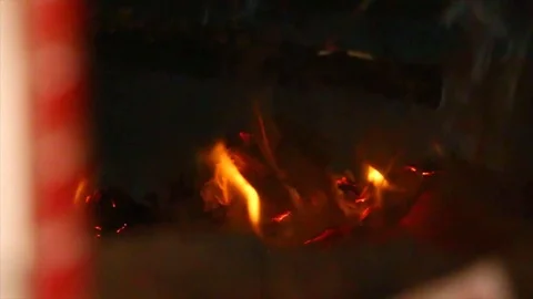 Fire burning paper Stock Footage 108136951