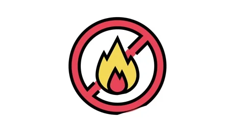 fire burning prohibition sign color icon... | Stock Video | Pond5