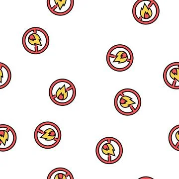 Fire burning prohibition sign vector seamless pattern Stockillustratie