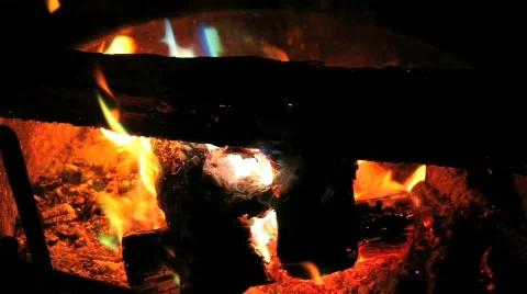 Fire Burning with Rainbow of Colors Stock Footage 606472