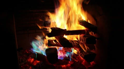 Fire Burning with Rainbow of Colors Stock Footage 883794
