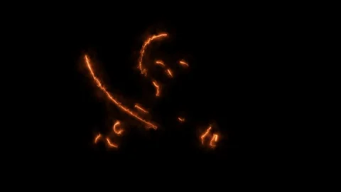 Fire Burning Skull. Devilish Skull burning Hell with scary, halloween Stock Footage 128160265