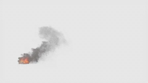 Fire Burning with Smoke on Alpha Stock Footage 216842607