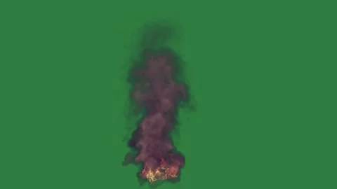 Fire Burning With Smoke On Green Screen Chroma Key Background Stock Footage 338015626