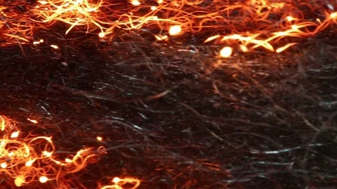 Fire Burning in Steel Wool Close-Up MAC Stock Footage 74544697