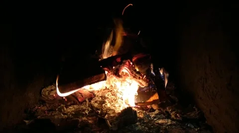 The fire is burning in the stove Video stock 168012638