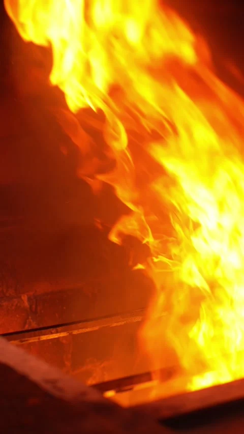 A fire is burning from the stove Stock Footage 247571950