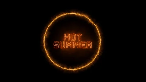 Fire, burning text of "HOT SUMMER". Heat and fiery concept.  Stock Footage 121884182