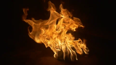 Fire Burning Torch Fire Close Up Requisite Props of Dance Troupe After Stock Footage 58642397