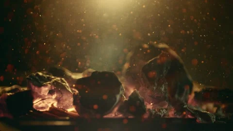 Fire is burning warmth Coals are burning 4K Relaxing background Slow motion Stock Footage 257519268