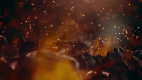 Fire is burning warmth Coals are burning 4K Relaxing background Slow motion Stock Footage 257519327