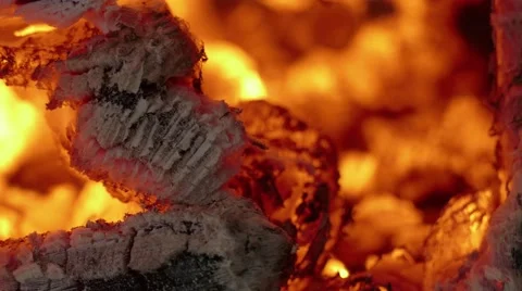 Fire of burning wood, close-up Video stock 68808262