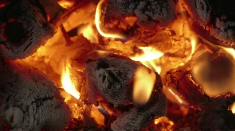 Fire of burning wood, close-up Stock Footage 68809449