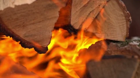 The fire, burning wood firewood Video stock 75264953