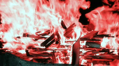 Fire / Burning Wood Stock Footage 817016