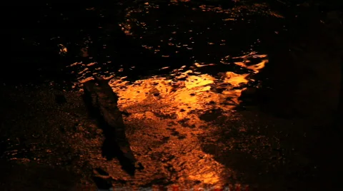 Fire / Burning Wood Reflection  Stock Footage 824966