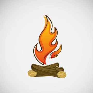 Fire, burning on the wood. Vector design 스톡 일러스트