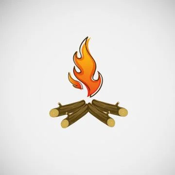 Fire, burning on the wood. Vector design 스톡 일러스트