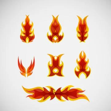 Fire, burning on the wood. Vector design Stock Illustration