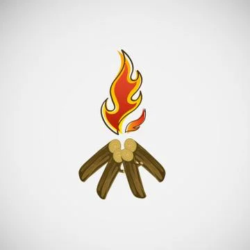 Fire, burning on the wood. Vector design イラスト素材