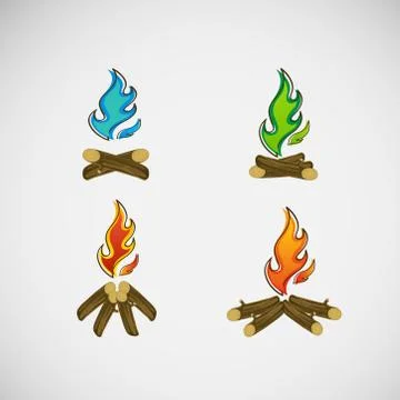 Fire, burning on the wood. Vector design イラスト素材