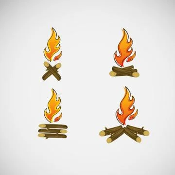 Fire, burning on the wood. Vector design 스톡 일러스트