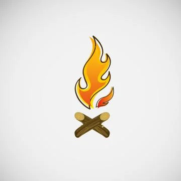 Fire, burning on the wood. Vector design 스톡 일러스트