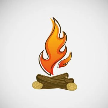 Fire, burning on the wood. Vector design 스톡 일러스트