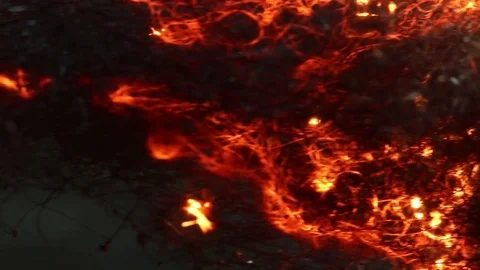 Fire Burns and Glows Upwards MAC Stock Footage 74536733