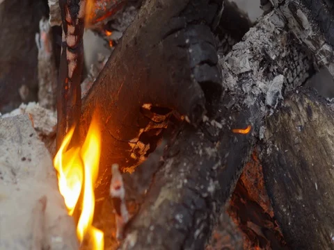 The fire burns on the beach, picnic Stock Footage 74124930