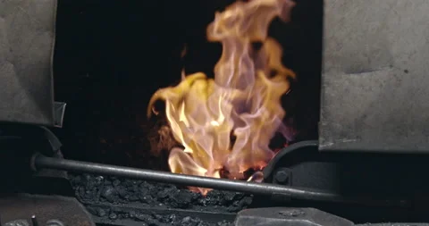 Fire Burns in Blacksmith Forge 스톡 동영상 152252435
