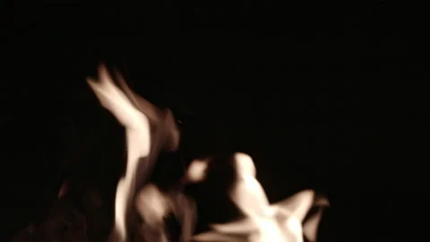 Fire burns. Campfire. Close-up of flames. Flames background image, slow motion Stock Footage 163042362
