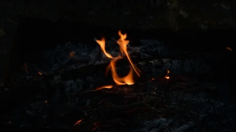 The fire burns in the dark. During Stock Footage 116191044