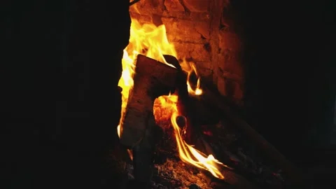 Fire burns in the fire Stock-Footage 132155534