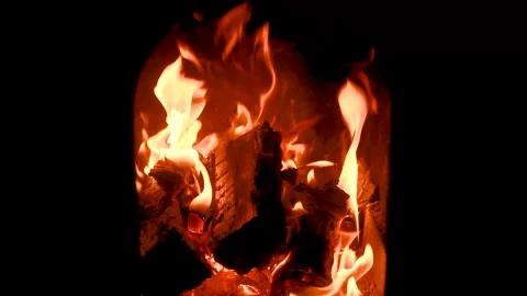 A fire burns in a fireplace. Fire to keep warm. Stock Footage 165561751