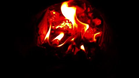 A fire burns in a fireplace. Fire to keep warm. fire video. Stock Footage 293486609