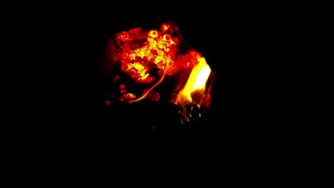 A fire burns in a fireplace. Fire to keep warm. fire video. Stock Footage 293486614