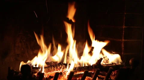 Fire burns in a fireplace Stock Footage 42815195