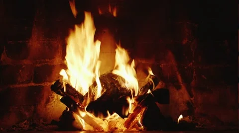 Fire burns in the fireplace Stock Footage 66188821