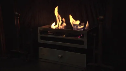 Fire burns in the fireplace. Stock Footage 82857466