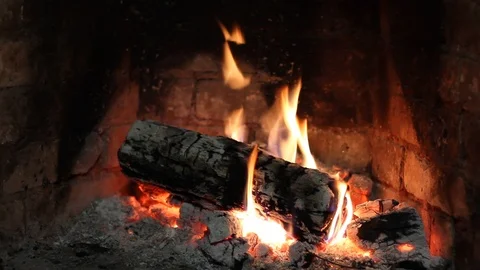 The fire burns in the fireplace Stock Footage 119420885
