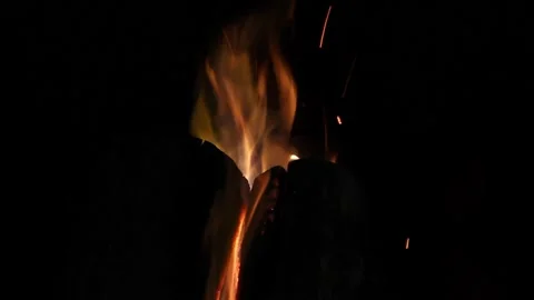 The fire burns in the fireplace Stock Footage 141320492