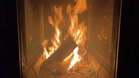 Fire burns in the fireplace Stock Footage 232221276